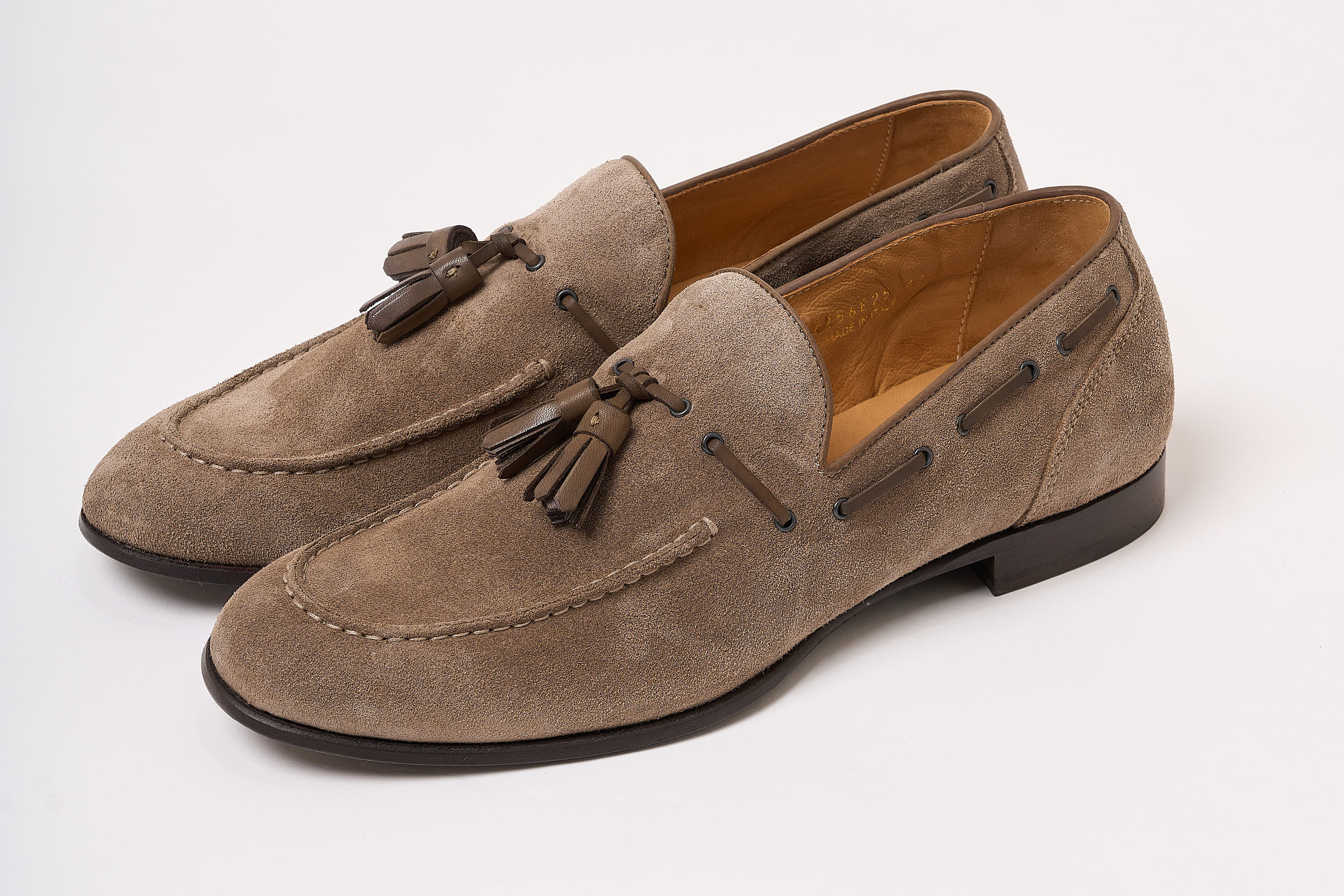 SUEDE TASSEL LOAFERS - MASTIC - LUIGI BORRELLI - NAPOLI - Luigi